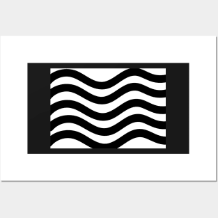 Black and White Wavy lines Posters and Art